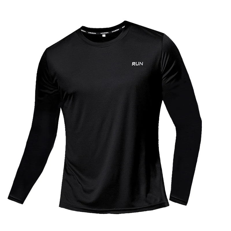 Camiseta Masculina Manga Longa de Seda Gelo Verão 2023 Nova Secagem Rápida Respirável Ar Condicionado Proteção Solar ao Ar Livre Corrida