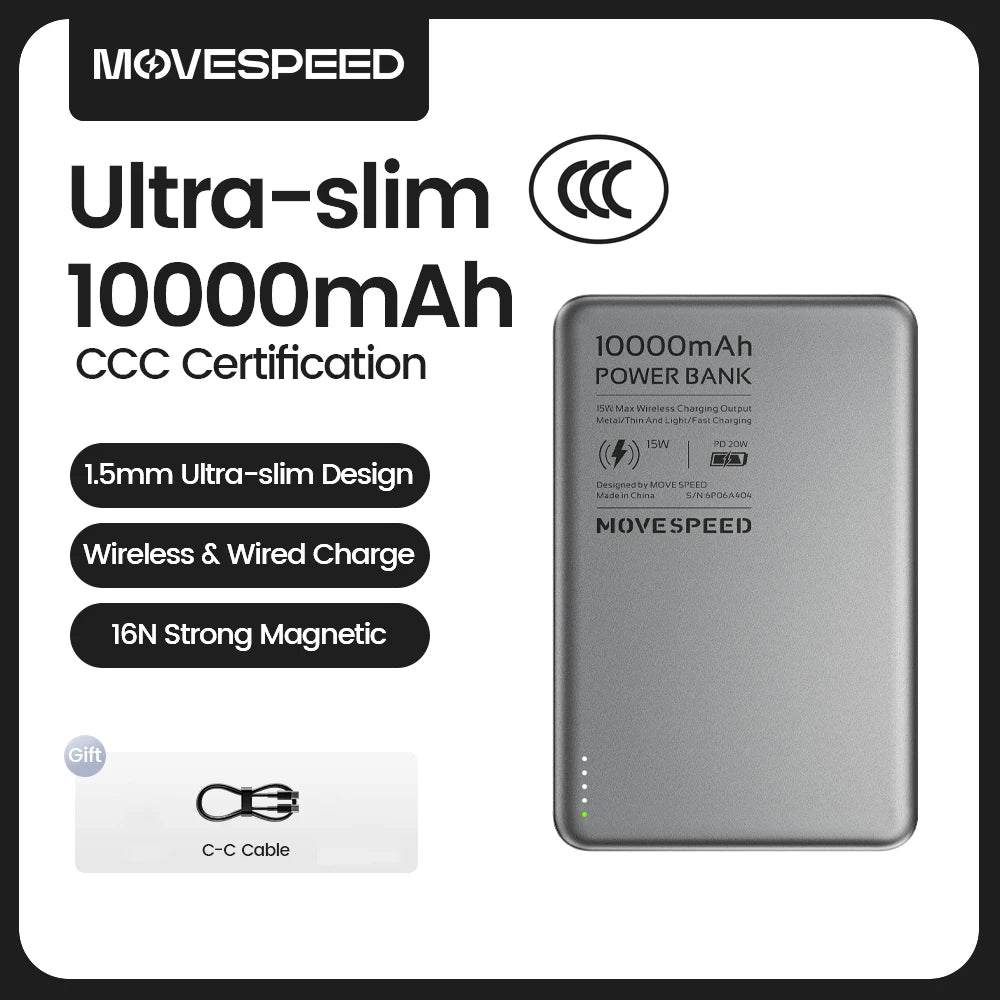 Magnetic Power Bank 10000mAh PD20W Fast Charge Slim Portable