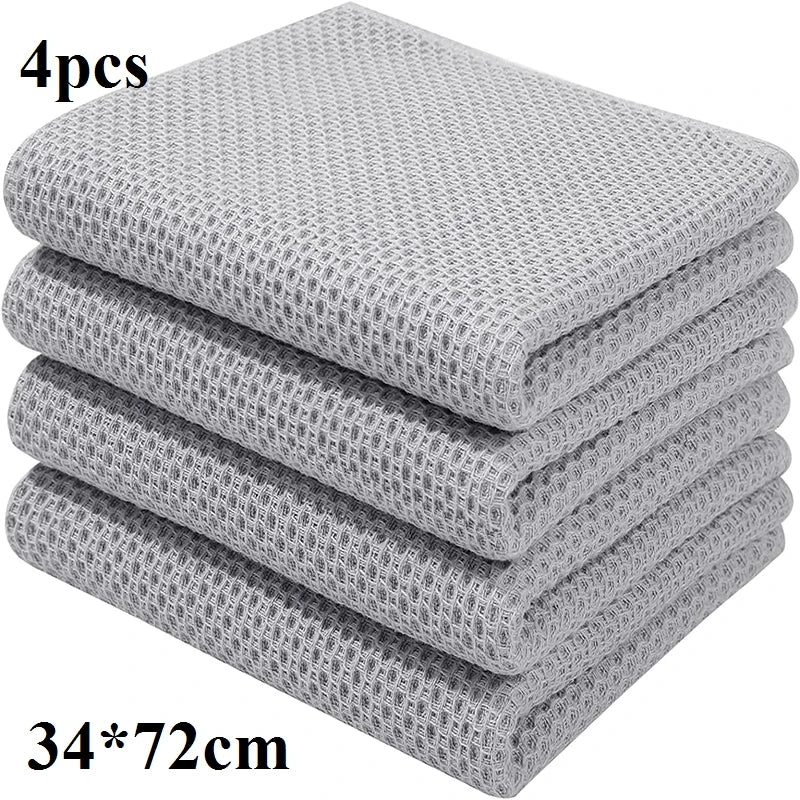 Homaxy 4/6Pcs Cotton Kitchen Towels Ultra Soft Dishcloth Magic Cleaning Cloth Absorbent Cleaning Towel Thickened Wipe Wash Towel