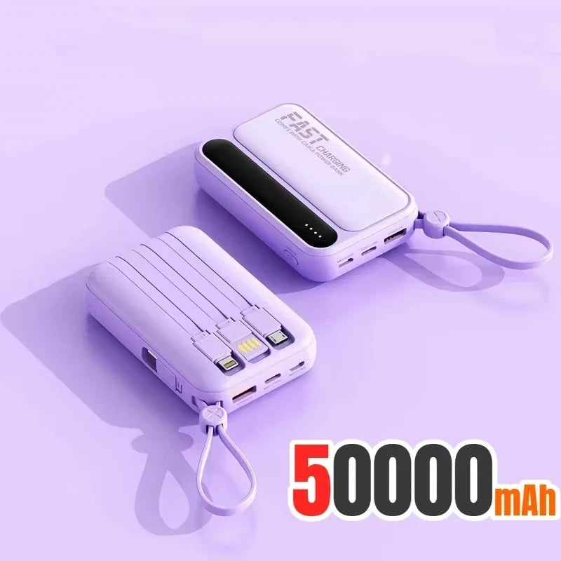 Power Bank 500000mAh 120W Large Capacity 4 in 1 Cables Display