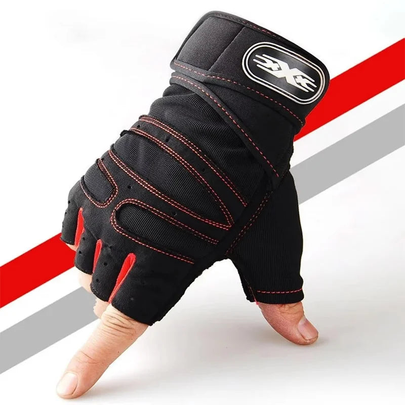 Luvas de Academia Masculinas Femininas Fitness Levantamento de Peso Luvas com Munhequeira Musculação Treino Esportes Ciclismo Luva à Prova de Choque
