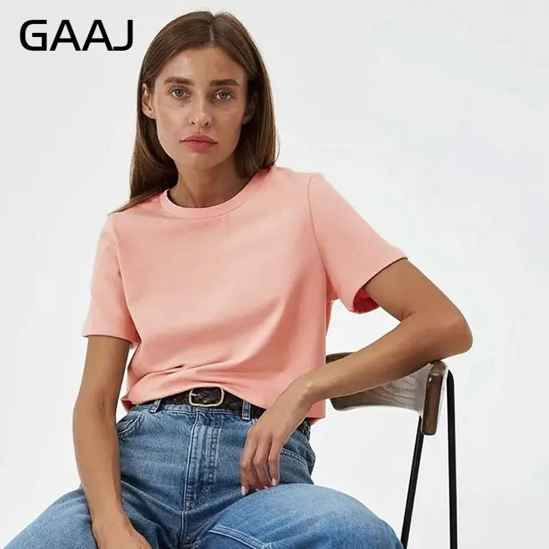 Camiseta Feminina 3XG 4XG 100 Algodão Oversized Casual Lisa Manga Curta Verão Top Básico de Rua Roupa de Qualidade - Rosa 4XG