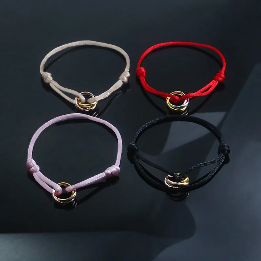 S925 Sterling Silver material three ring three color couple lucky bracelet. French luxury jewelry