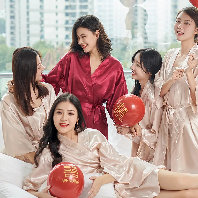 Lady Bridal Robes Bridesmaid Dresses Elegant and Sexy Women's Bathrobes Nightgowns Long Gowns for Bachelorette Loungewear