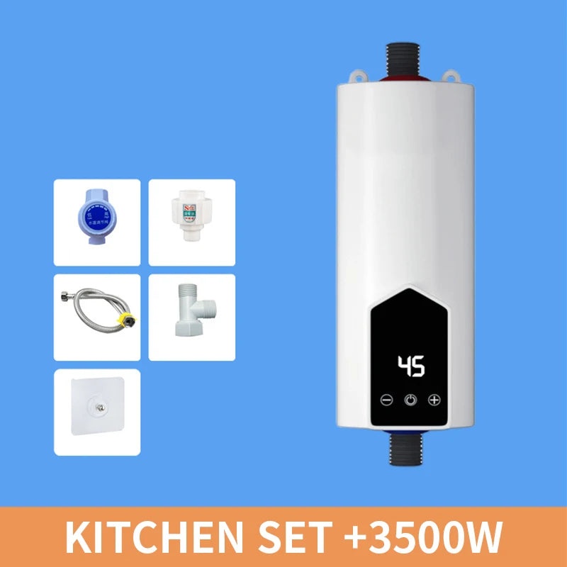 Torneira Elétrica Aquecedor de Água Instantâneo para Cozinha e Banheiro 3500W, Aquecedor de Água Sem Reservatório, Máquina de Aquecimento de Água Quente Instantânea, Chuveiro 110V
