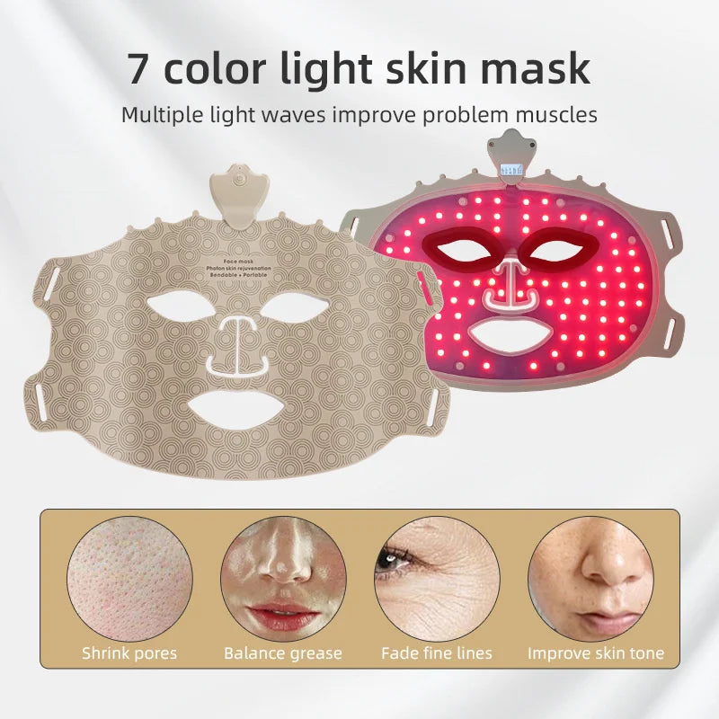 Máscara Facial de Silicone para Terapia de Luz LED 7 Cores WonderNest