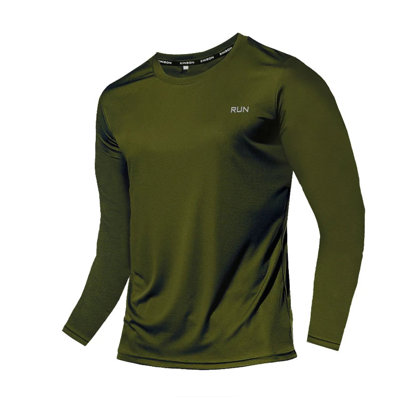 Camiseta Masculina Manga Longa de Seda Gelo Verão 2023 Nova Secagem Rápida Respirável Ar Condicionado Proteção Solar ao Ar Livre Corrida