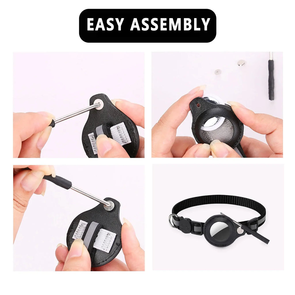 Coleira Refletiva para Gatos AirTag com Sino Fivela de Segurança Destacável Suporte para Rastreador GPS para Gatinhos Gatos Pequenos Animais de Estimação Anti-Perda