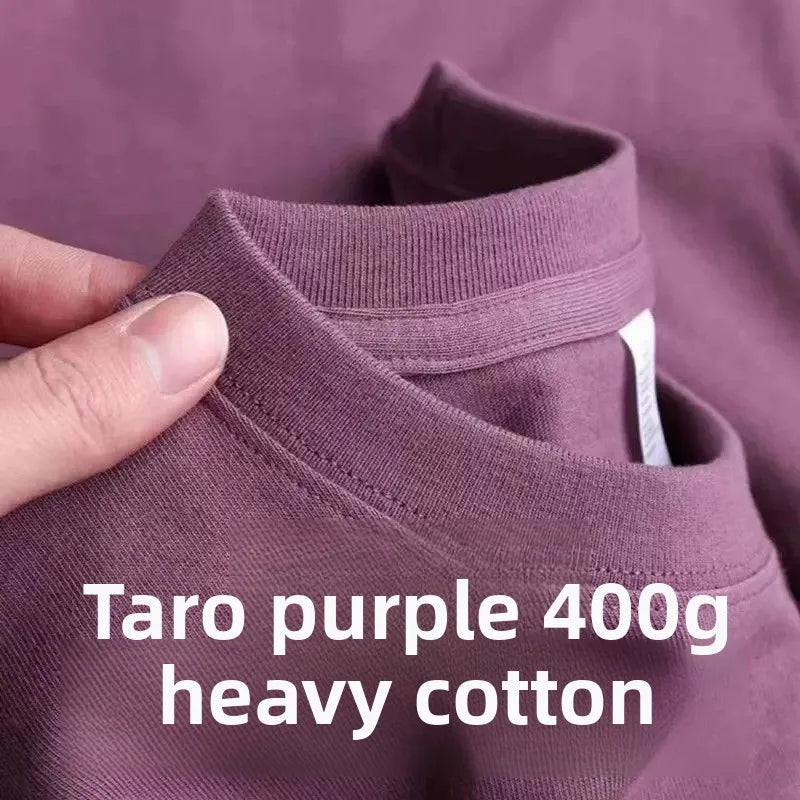 600g Heavyweight Pure Cotton Ort Sve T-irt Ex Summer Loose Casual Versatile  Color Base Irt Top