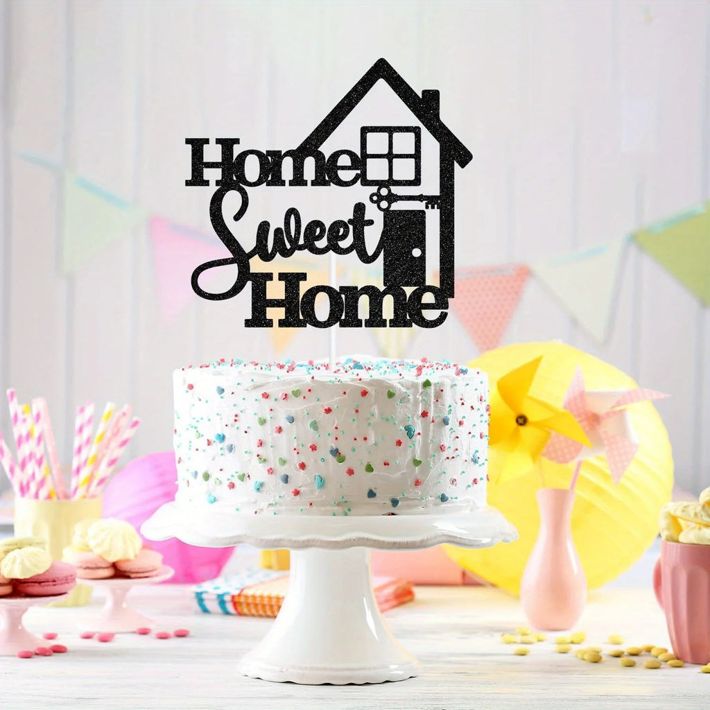 WonderNest Home Sweet Home Decoração de topo de bolo preto