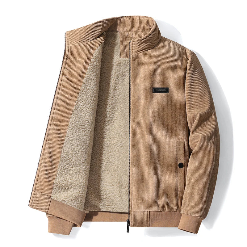 Jaqueta Masculina de Inverno 2025 Quente Grossa de Marca com Fleece Moda Corta-Vento para Ar Livre Casaco Masculino Outono Jaqueta Clássica Casual Masculina
