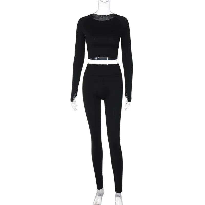 Conjunto Casual Canelado de 2 Peças para Mulheres Verão Lounge Wear Top Manga Curta + Legging Elástica