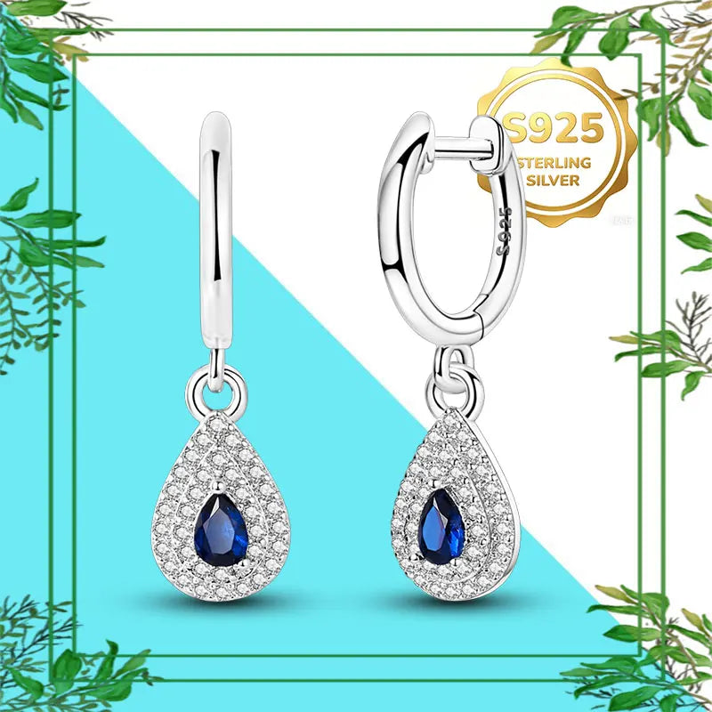 Brincos Femininos Pendentes 100% Genuínos em Prata Esterlina 925 Hipoalergênicos Luxuosos Elegantes Joia Fina Presente de Aniversário para Ela