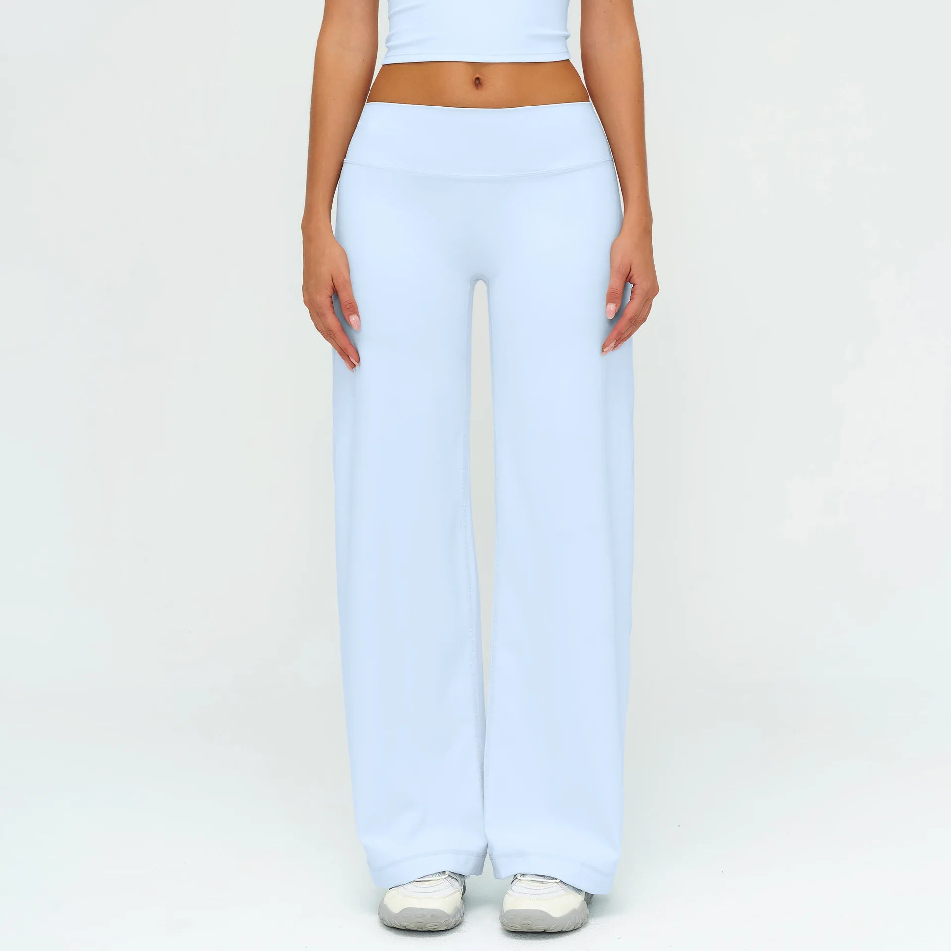 Yoga Pants Women Straight Leg Bottoms Women's Mid-Waist Fitness Pants Gym Leggings Naked Feel Pilates Running Sports Trousers