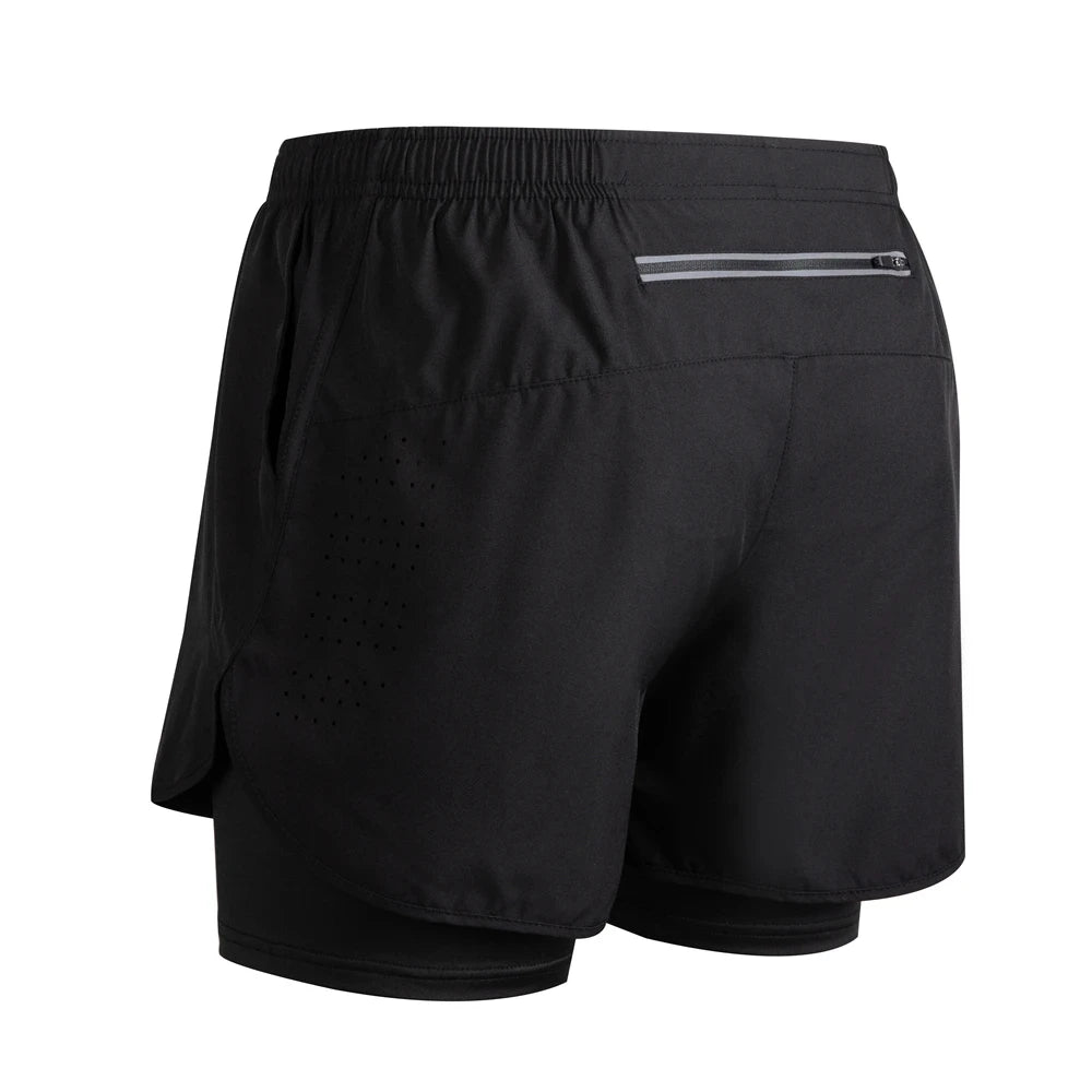 Shorts de corrida refletivos masculinos de verão Fitness de secagem rápida dupla camada shorts masculinos de treino de exercícios de musculação