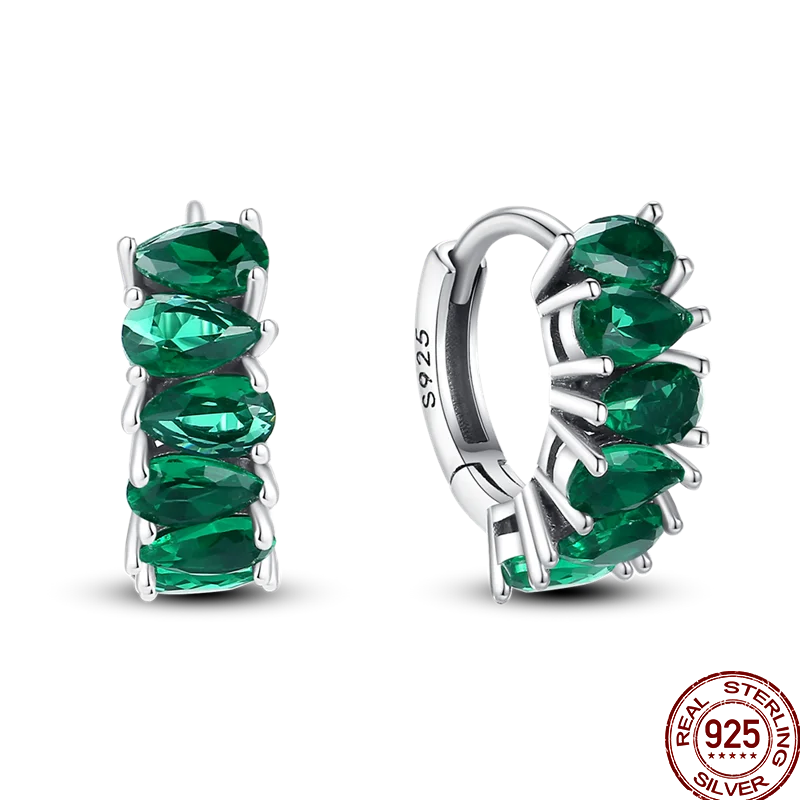 Earrings 925 Sterling Silver Colorful Shiny Zircon Earrings Temperament Charm Luxury Party Jewelry Gift Birthday Anniversary