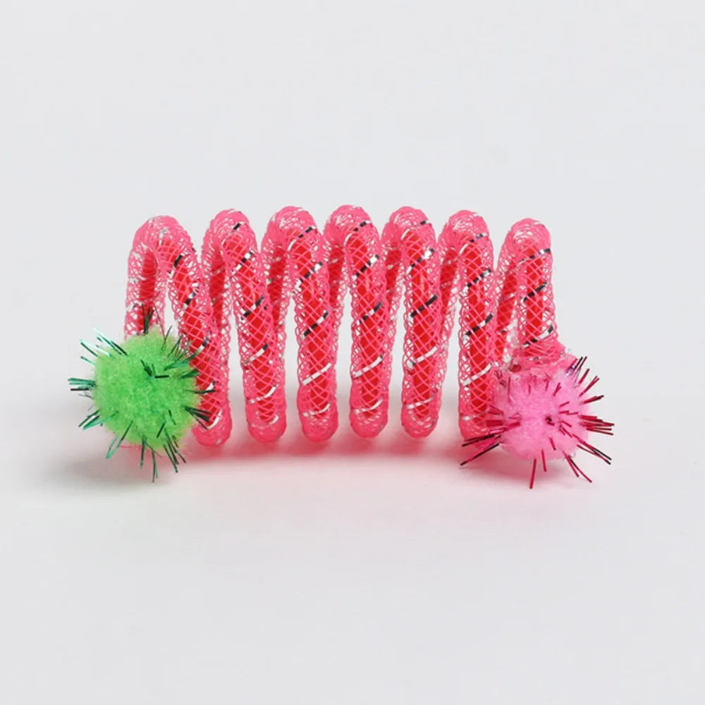 1 Peça Molas Coloridas com Bola de Pelúcia Brinquedo para Gatos Mastigarem para Brincadeiras Internas e Externas Estimulando a Curiosidade e
