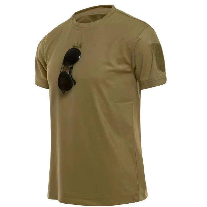 Camisetas Militares Táticas Masculinas de Verão Secagem Rápida Respiráveis Elásticas para Caminhada Camping Escalada Esportes Academia