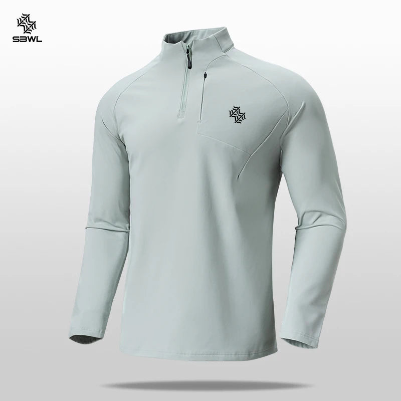 SBWL Outono/inverno nova camiseta masculina de manga longa para esportes ao ar livre, corrida, esqui, montanhismo e fitness