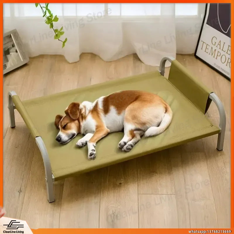 Elevated Cooling Dog Bed for Summer Moisture Proof Detachable Washable Pet Cot Heavy Duty Padded Dog Mattress Easy Assembly