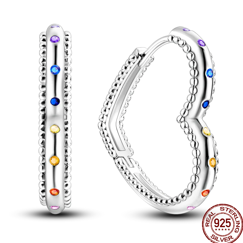 Earrings 925 Sterling Silver Colorful Shiny Zircon Earrings Temperament Charm Luxury Party Jewelry Gift Birthday Anniversary