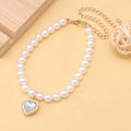 Colar de Strass para Animais Ajustável Gato Princesa Pingente Colar de Pérolas Cão Decorações Doces Filhote de Cachorro Joias Gemas Acessórios