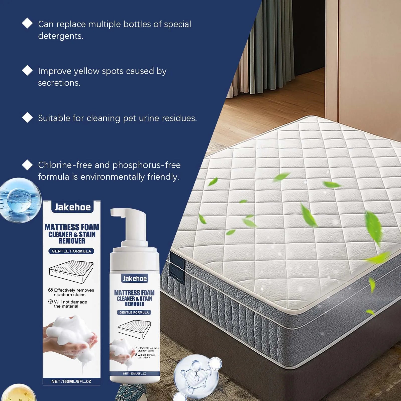 Mattress Cleaner 150Ml Household Deep Cleaning Solution For Mattresses & Carpets Removes Oil Stains And Dirt Revitalizes Fabrics