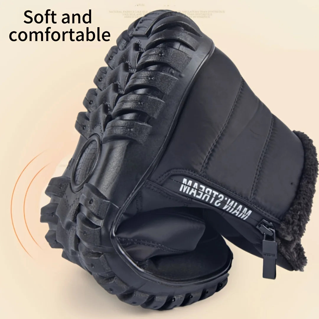 Botas de Inverno Masculinas Tênis de Algodão Quente com Zíper Botas de Neve Cano Curto, Sapatos Casuais de Outono Botas de Neve Impermeáveis com frete grátis