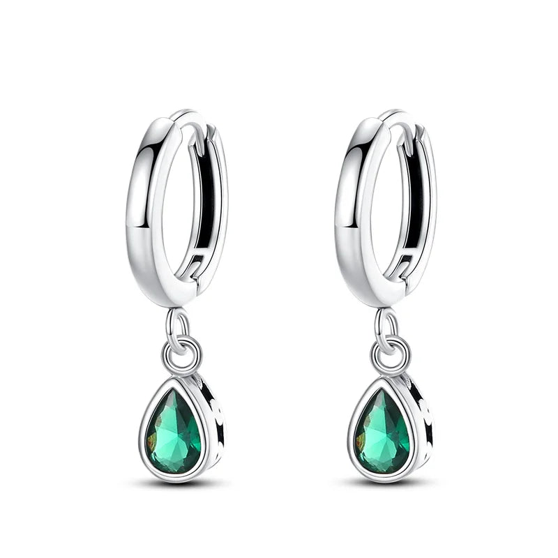 Brinco de Prata 925 Série Verde Trevo da Sorte, Incrustado em Pedra, Adequado para Presentes de Casamento Feminino, Noivado, Festa de Aniversário