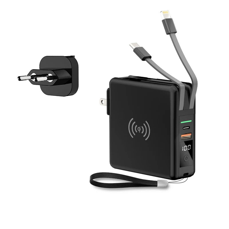 Power Bank 10000mAh 15W Fast Wireless Charging AC Plug