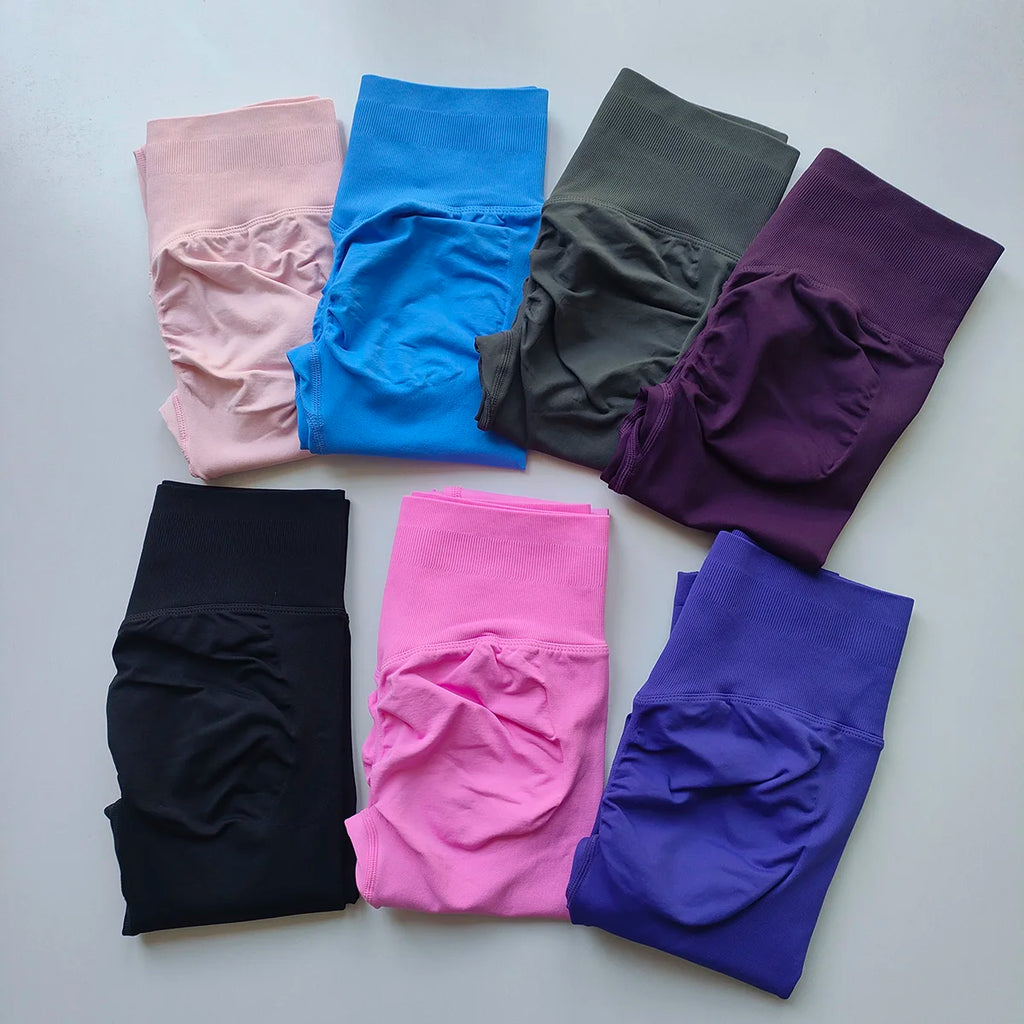 Legging Feminina Sem Costura de Cintura Alta para Academia Yoga Push-Up Calça Esportiva Elástica para Fitness Corrida Levanta Bumbum Academia Pilates
