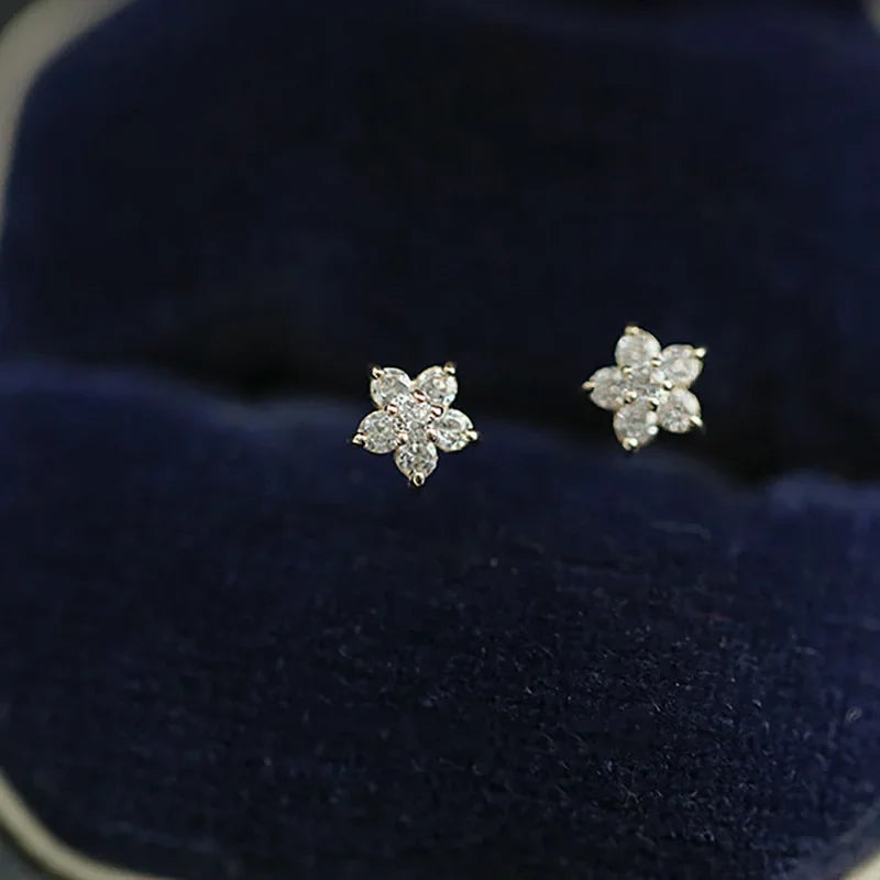 1 Pair of Five-Pointed Star Zircon Earrings S925 Sterling Silver Elegant Trendy Women's Accessories Gift for All Occasions