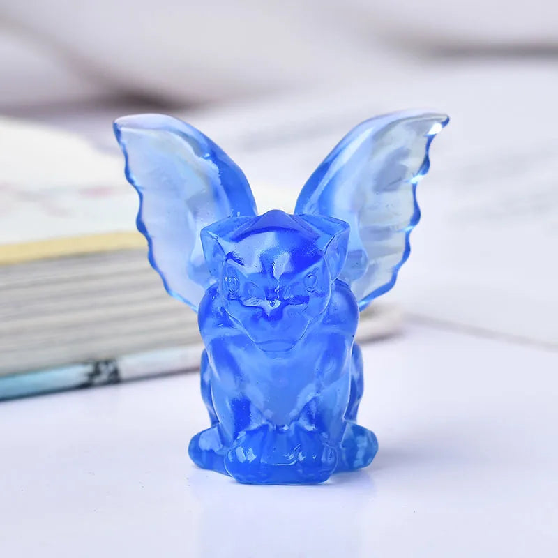 Estatueta de Gárgula de Cristal Decoração de Casa Bruxaria com Pedras Preciosas