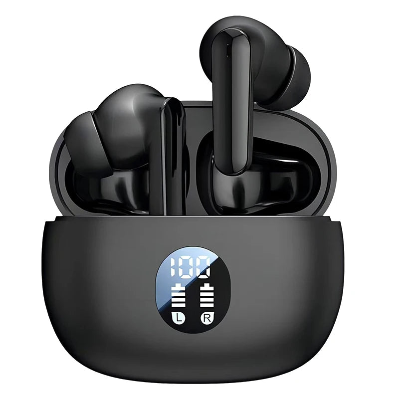 Fone de ouvido sem fio UYUXIO BT5.4, 48H de duração, display LED, com HiFi estéreo, IP7 à prova d'água, fones de ouvido com cancelamento de ruído