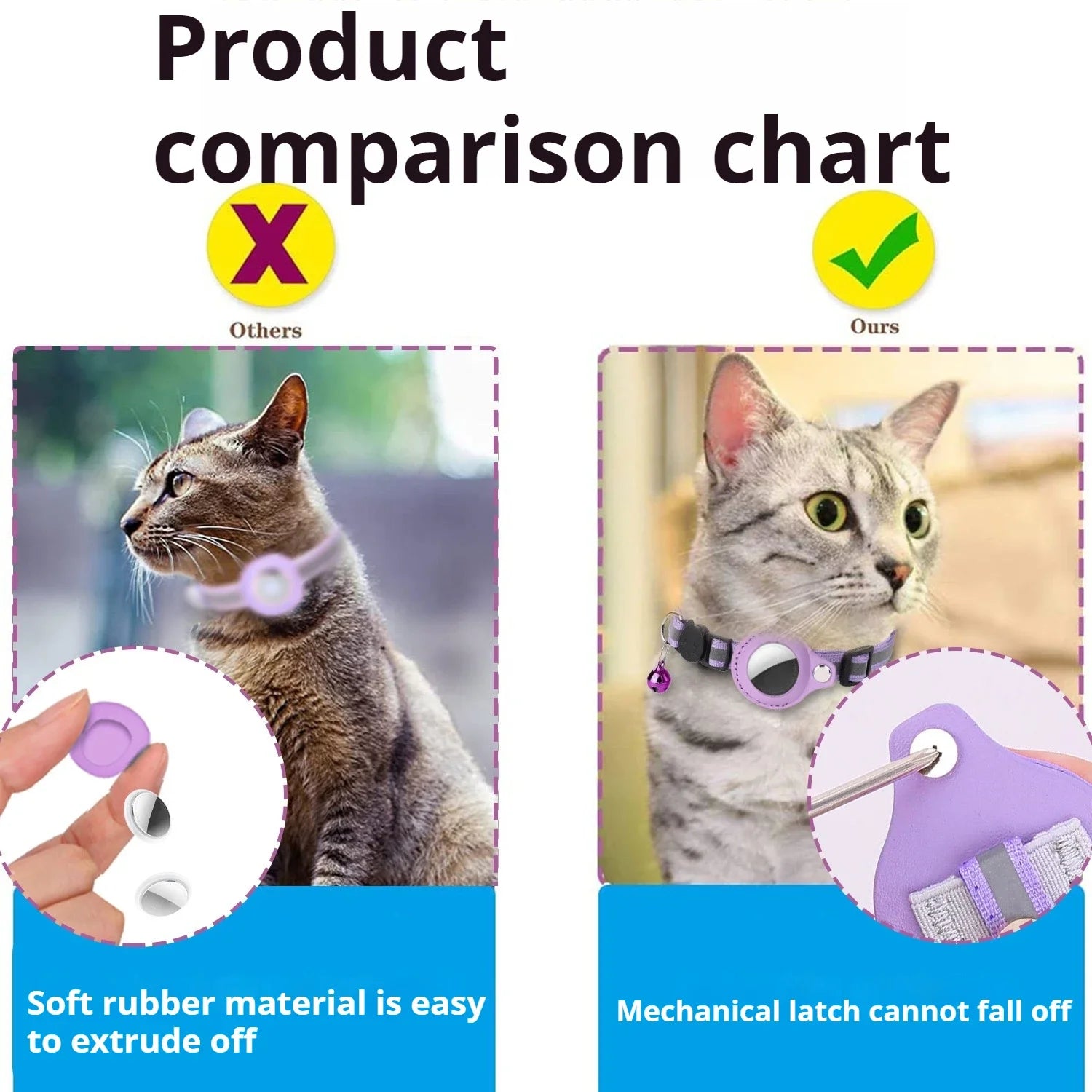 Cat AirTag Holder Collar Breakaway Reflective Strips Adjustable...