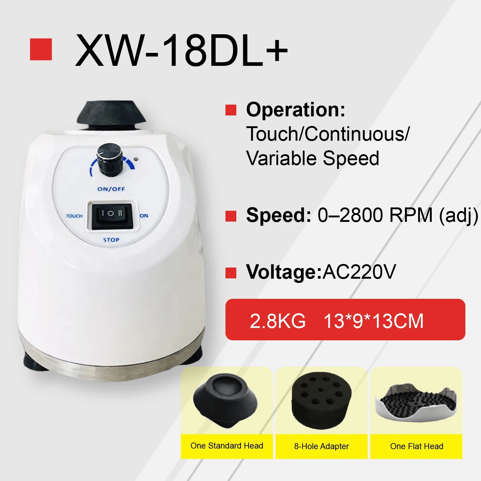XW-18D Lab Vortex Mixer 2800rpm  Mini Multi-Tube Test Tube Shaker  Portable Variable Speed Oscillator