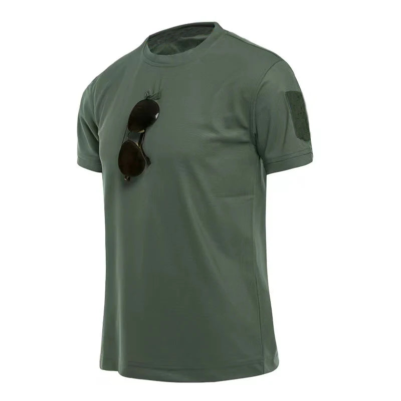 Camisetas Militares Táticas Masculinas de Verão Secagem Rápida Respiráveis Elásticas para Caminhada Camping Escalada Esportes Academia