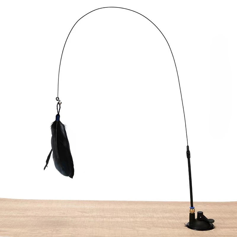 Brinquedo Interativo para Gatos com Sino e Varinha de Penas Polo Longo com Ventosa para Brincadeiras Envolventes Diversão Máxima para Gatos