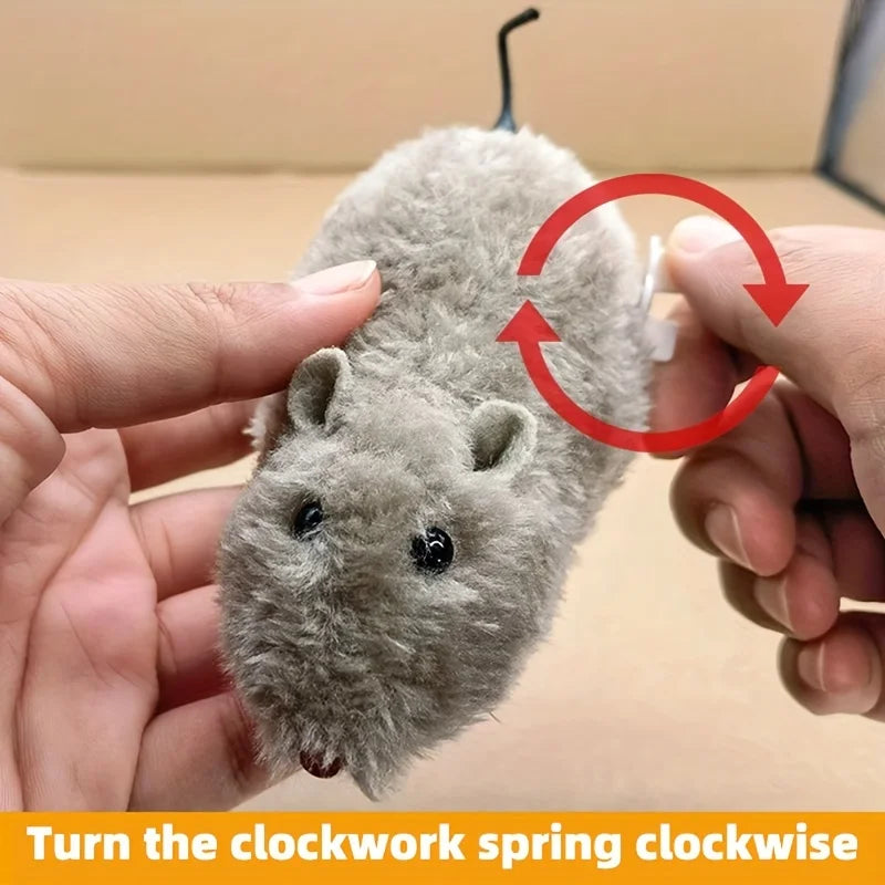 1/5 unidades Brinquedo Rato de Pelúcia Interativo de Corda para Gatos, Cães e Crianças, Brinquedo Animal Mecânico em Movimento para Brincar e Fazer Travessuras