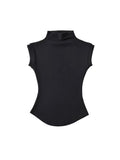 Mulheres Verão Sexy Gola Alta Regata Blusas Sólida Slim Fit Pulôver Casual Camisetas Femininas Streetwear Básicas - preto L