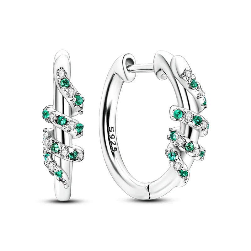 Brinco de Prata 925 Série Verde Trevo da Sorte, Incrustado em Pedra, Adequado para Presentes de Casamento Feminino, Noivado, Festa de Aniversário