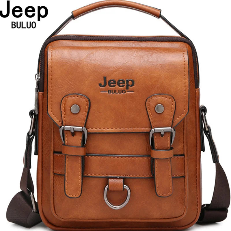 Bolsa Tiracolo Transversal Masculina de Couro JEEP BULUO