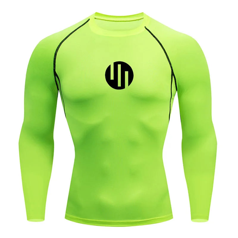 Camisa de Compressão Manga Longa Masculina para Corrida Treino Academia Esportes Roupa Íntima de Secagem Rápida Antissuor Protetor Solar Segunda Pele Masculina
