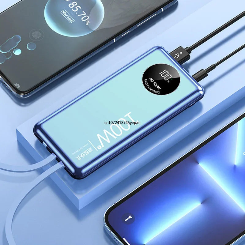 Power Bank 20000mAh 100W Carregamento Super Rápido Portátil