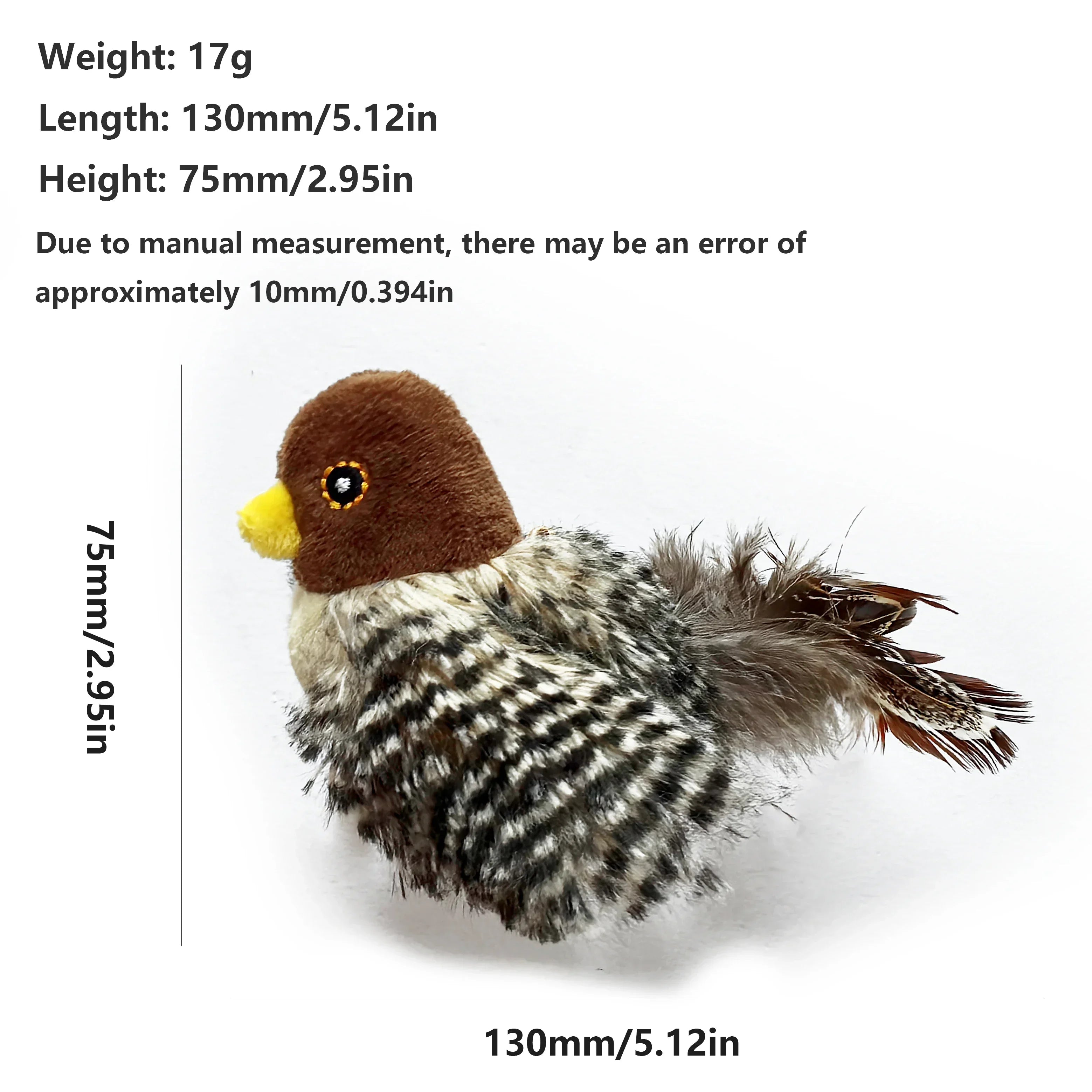 Washable Interactive Cat Toys Plush Flying Bird Squeak Cat Toy Sparrow Catnip Toys Vivid Chirping Simulation Bird Interactive