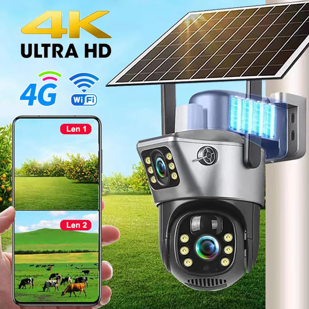 4G / WiFi - Câmera Solar - Lentes Duplas Externa