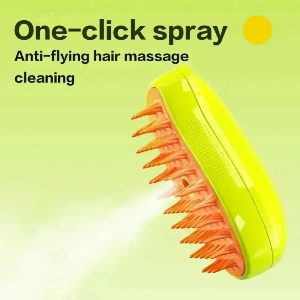 Escova a Vapor para Gatos e Cães, Pulverizador Elétrico para Massagem, Ferramenta de Tosa de Animais, Escova Massageadora Elétrica 3 em 1 para Remover Pelos Soltos