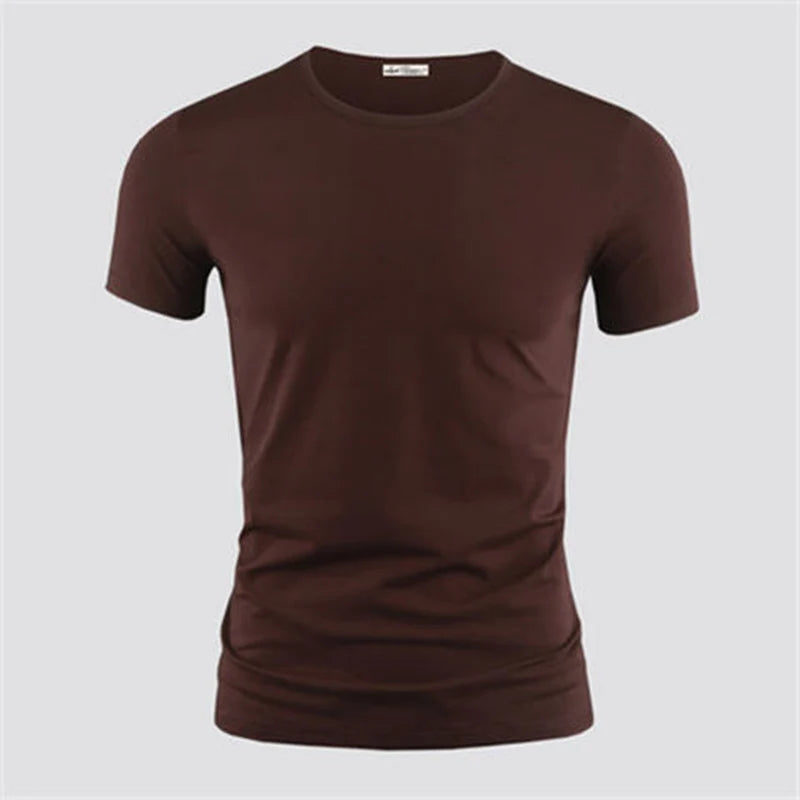Camiseta Masculina 2026 Cor Sólida Gola V Manga Curta Blusas Camisetas Masculinas Camiseta Preta Justa Camisetas Masculinas Fitness para Roupas Masculinas