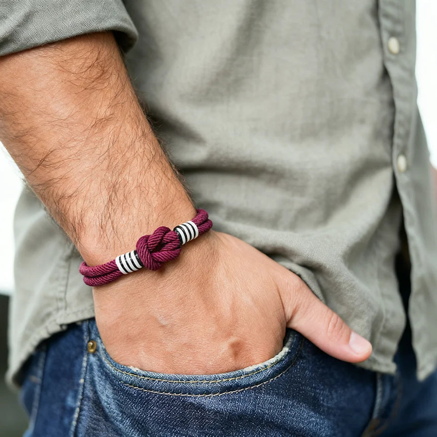 Pulseira de Corda Estilosa Masculina 4 Cores Disponíveis Grau A Cordão 4mm Amuleto Bracelete Fivela Magnética Destacável Acessórios Casuais Masculinos