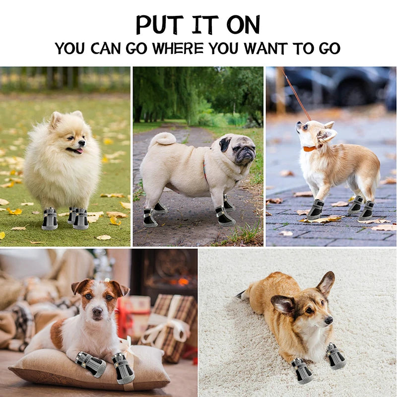 Sapatos para Cães com Sola Antiderrapante Proteção de Pelúcia Grossa Sapatos para Patas de Animais Quentes para Cães Sapatos Antiderrapantes Respiráveis Botas para Animais de Estimação para Escalada